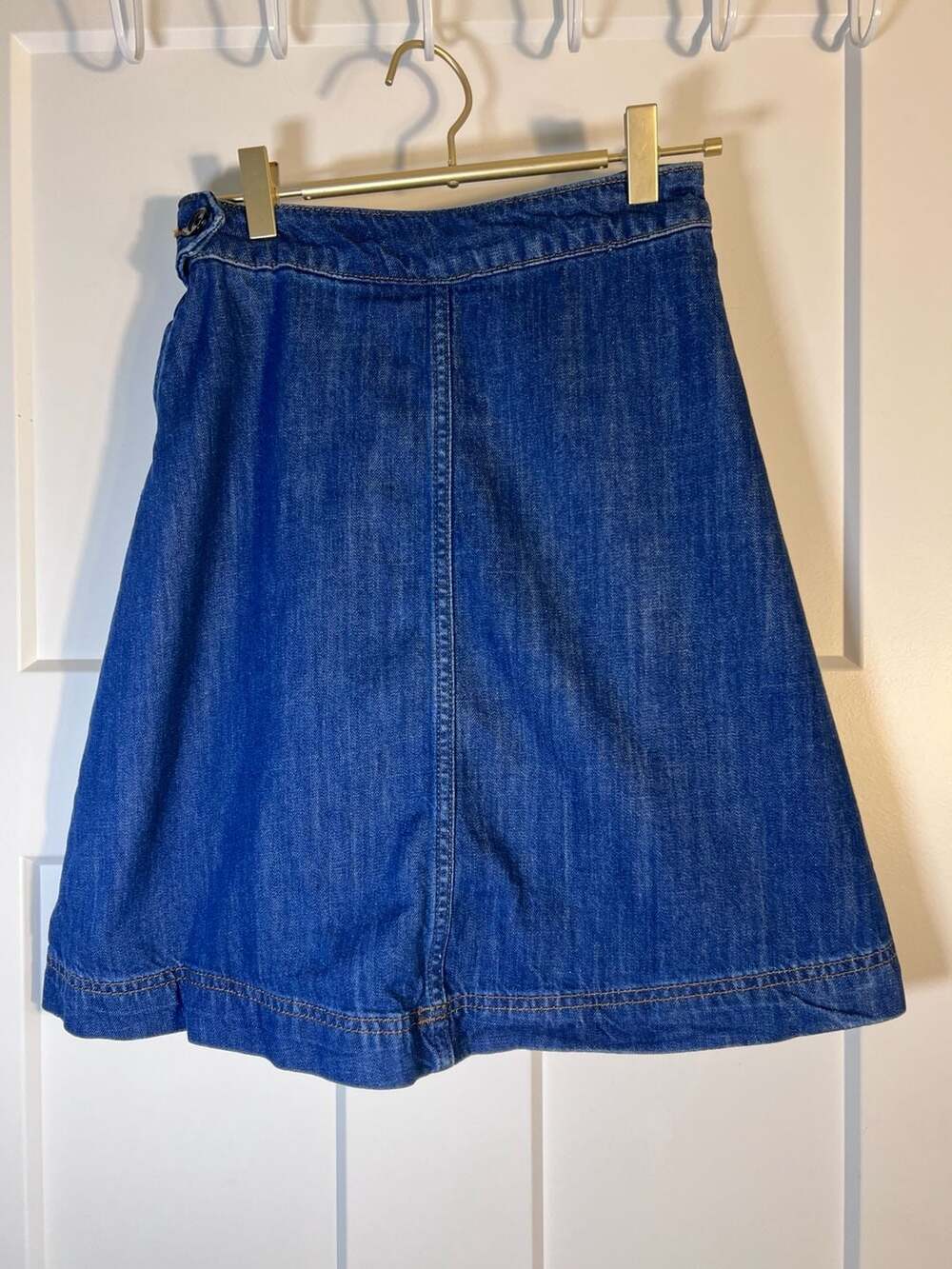 Women’s Denim A-Line Skirt Blue Jean Y2K 90s High Waist Pocket Vintage Style